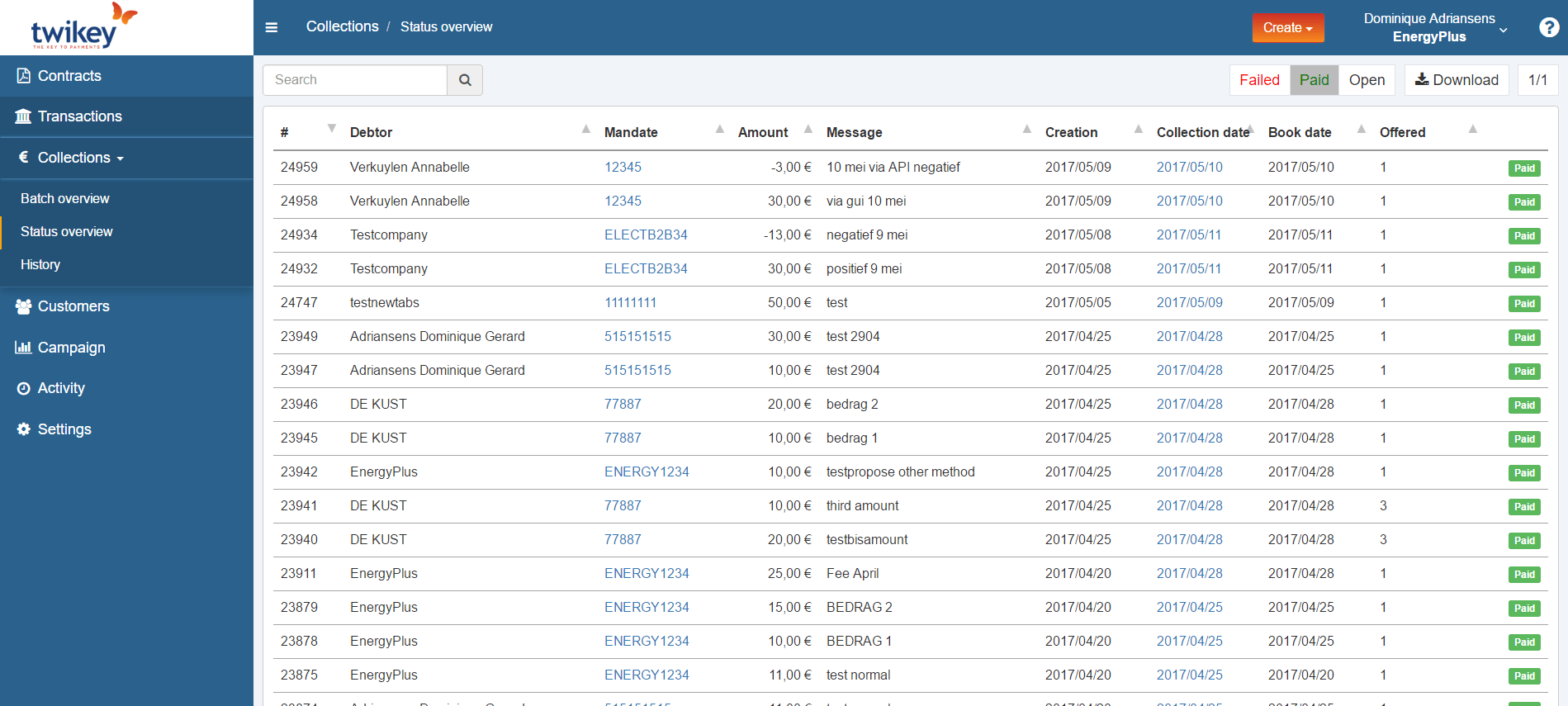 Payment overview