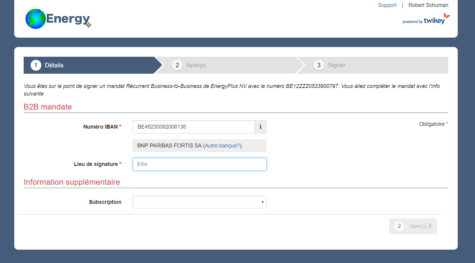 Signer unB2B mandat