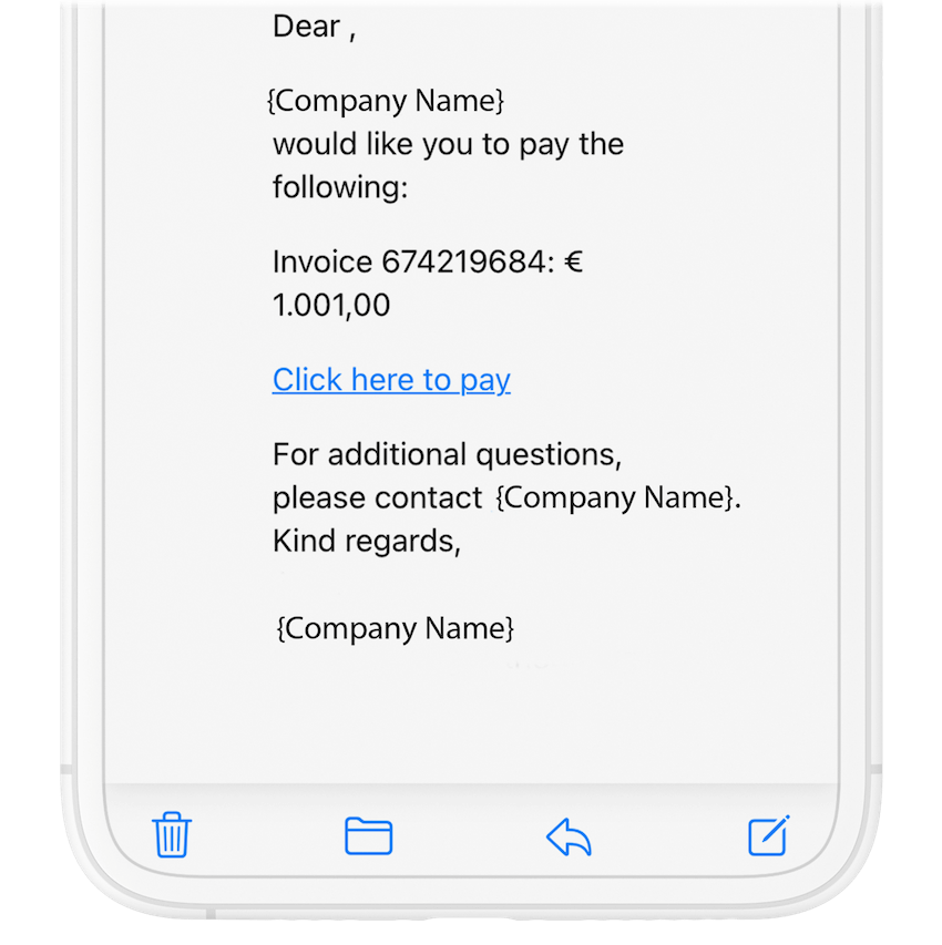 Mail avec lien de paiement